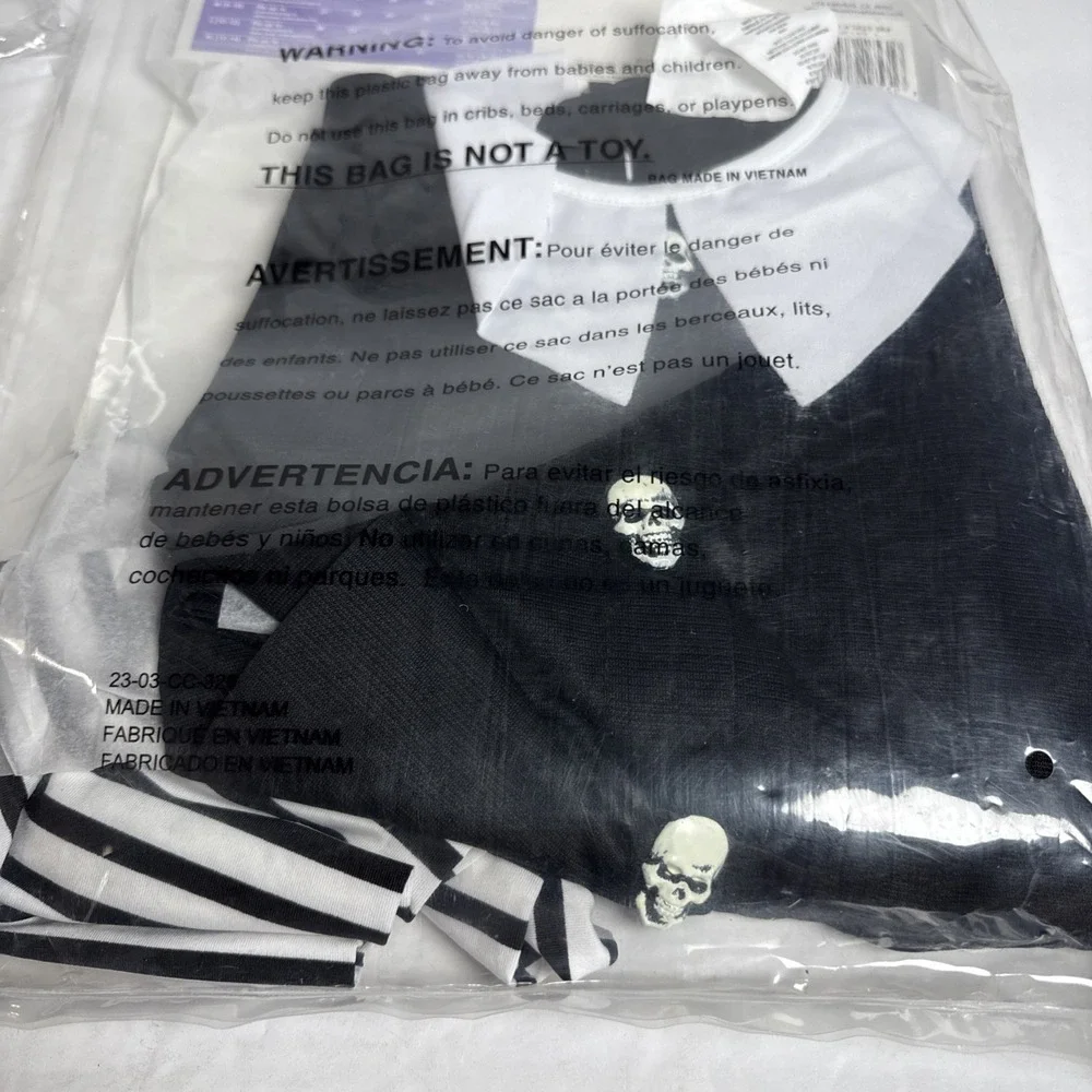 CALIFORNIA COSTUME Wednesday Tween Dreadful Child Sz-S‎ 6-8 Black w/Pants